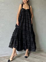Flower Decor Pretty A-Line Layered Loose Maxi Dress | Women's Elegant Maxi Dress | Summer Holiday Long Dress UK