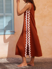 Stripes Side Wave Embellished Side Slit Loose Dress | Women's Fashion Dress | Elegant Casual Everyday Dress UK