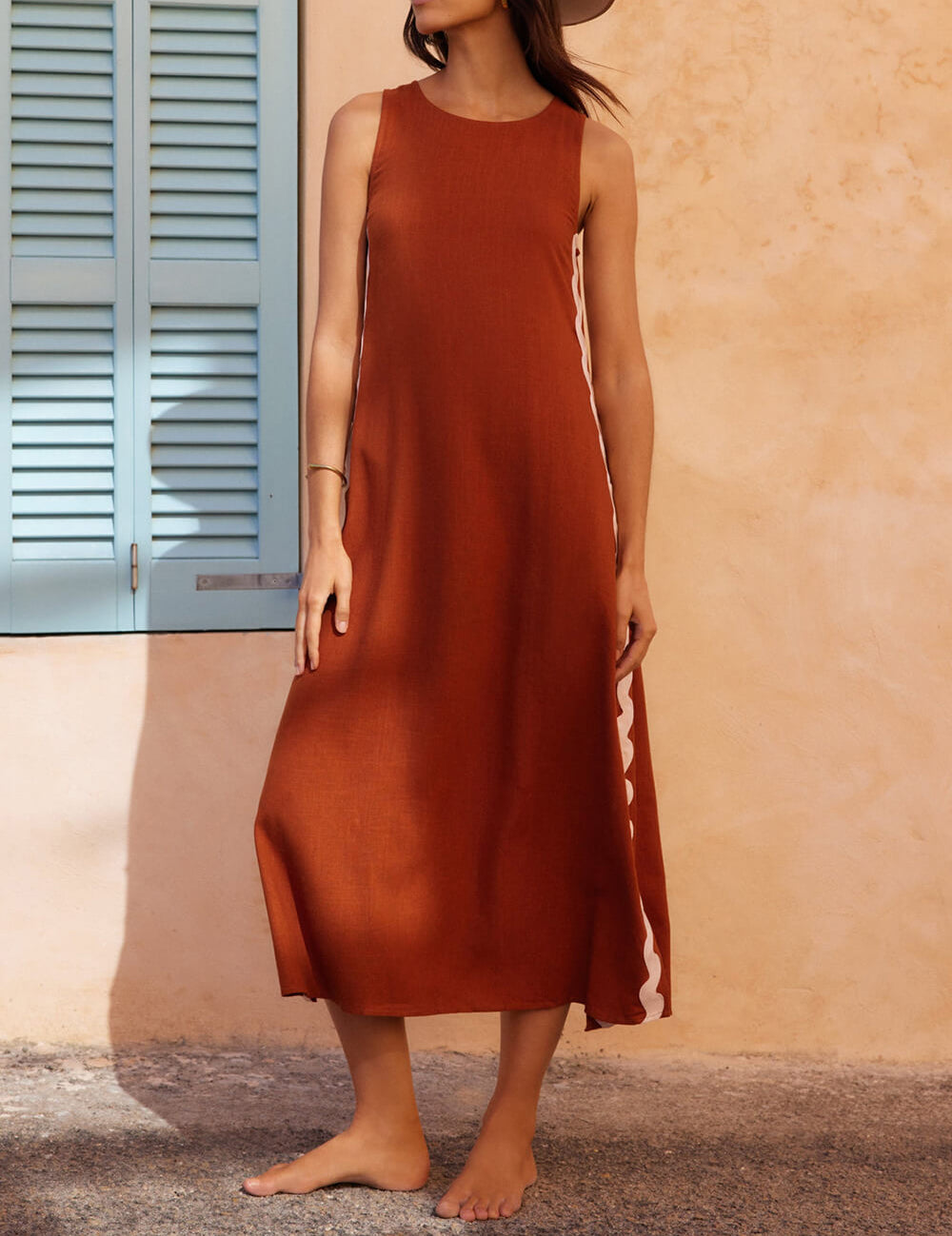 Stripes Side Wave Embellished Side Slit Loose Dress | Women's Fashion Dress | Elegant Casual Everyday Dress UK