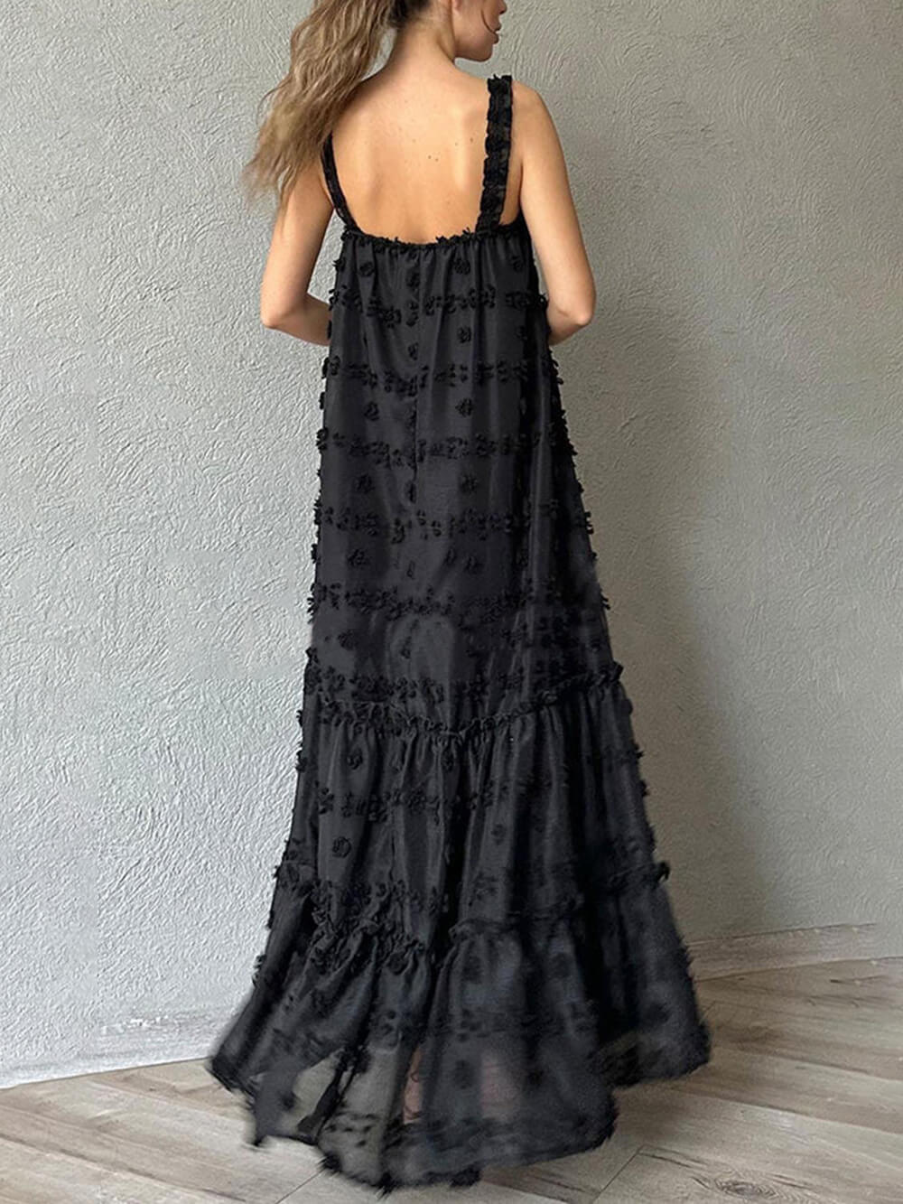 Flower Decor Pretty A-Line Layered Loose Maxi Dress | Women's Elegant Maxi Dress | Summer Holiday Long Dress UK