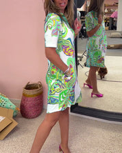 Aria Printed Shift Dress | Women's Fashion Dress | Elegant Casual Everyday Dress UK