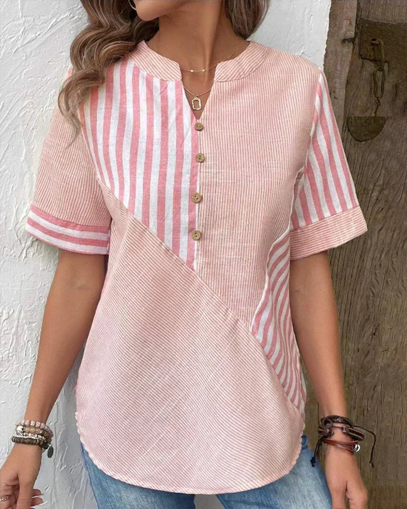 Anya Striped Blouse | Women's Striped Summer Blouse | Casual Relaxed Fit Top UK