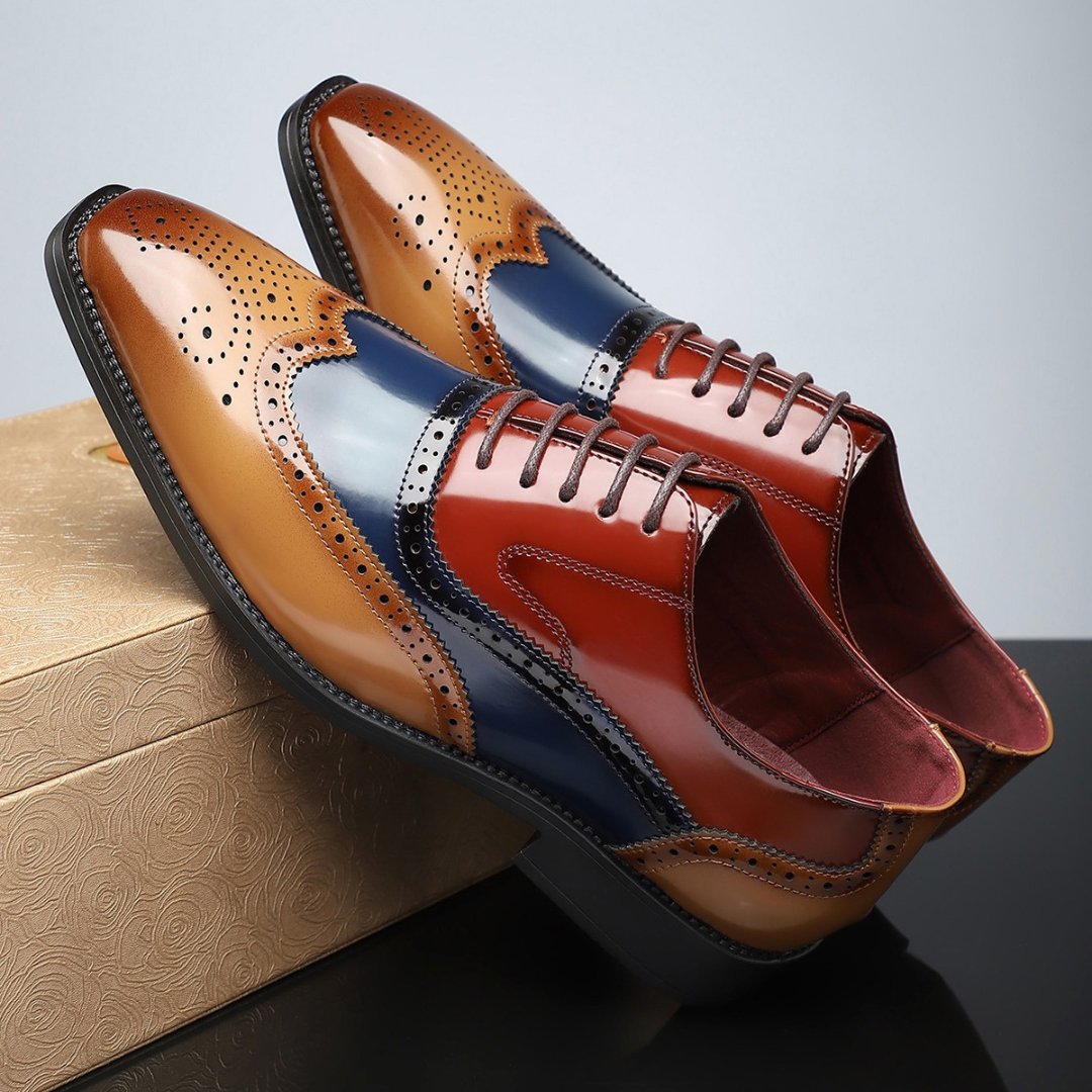 Rhodes Vintage Wingtip Brogues | Men's Leather Brogues | Classic Wingtip Oxford Smart Shoes UK