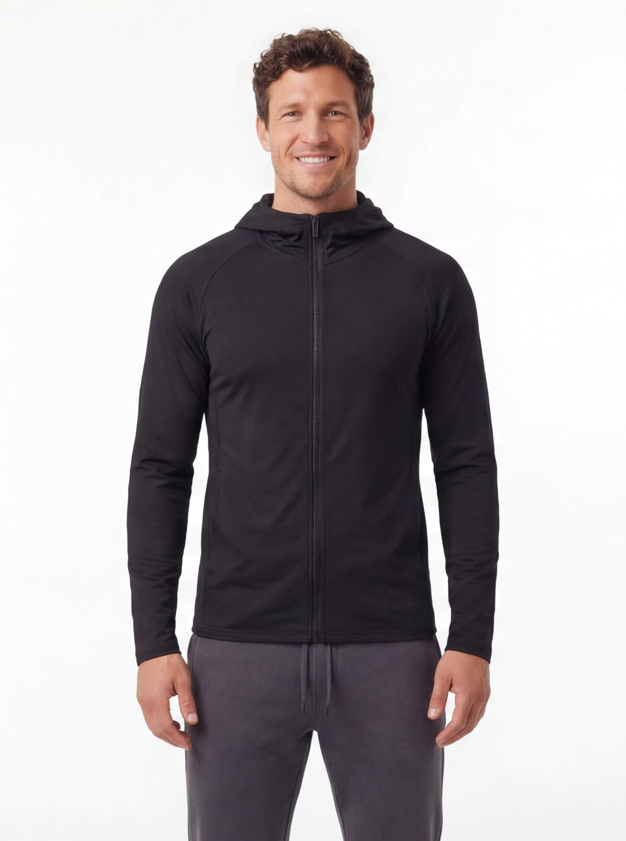 Zip-Up Hooded Fitness Jacket | Jacket | Women Athletic Fit Black