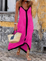 Suspender Colorblock Midi Dress | Women's Classic Midi Dress | Elegant Everyday Dress UK