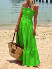 Off Shoulder Smocked Bust Vacation Maxi Dress | Women's Off-Shoulder Maxi Dress | Elegant Summer Holiday Dress UK