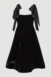 Velvet Strapless Bow Midi Dress | Women's Velvet Strapless Bow Midi Dress | Elegant Party Dress UK