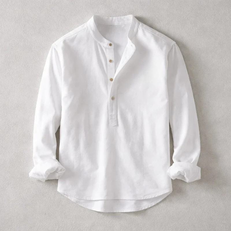 Dexter Henley Shirt | Men's Relaxed Casual Shirt | Smart Button-Down Everyday Top UK