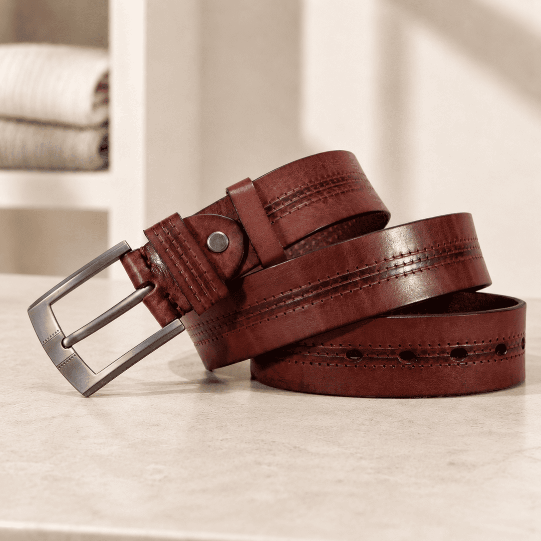 Rowan Full-Grain Leather Belt | Men's Genuine Leather Belt | Classic Smart Casual Belt UK