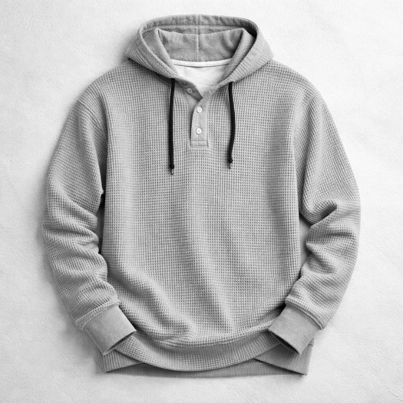 Bromley Waffle Hoodie | Men's Waffle-Knit Hoodie | Textured Pullover Casual Jumper UK