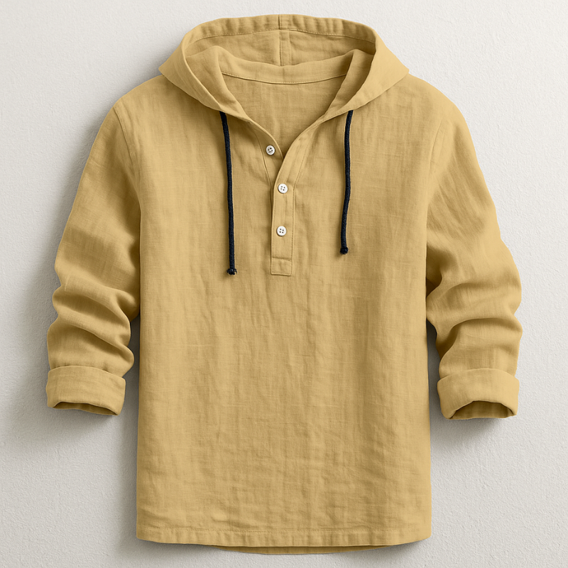Rex Hooded Linen Shirt | Men's Linen Summer Shirt | Breathable Holiday Casual Top UK