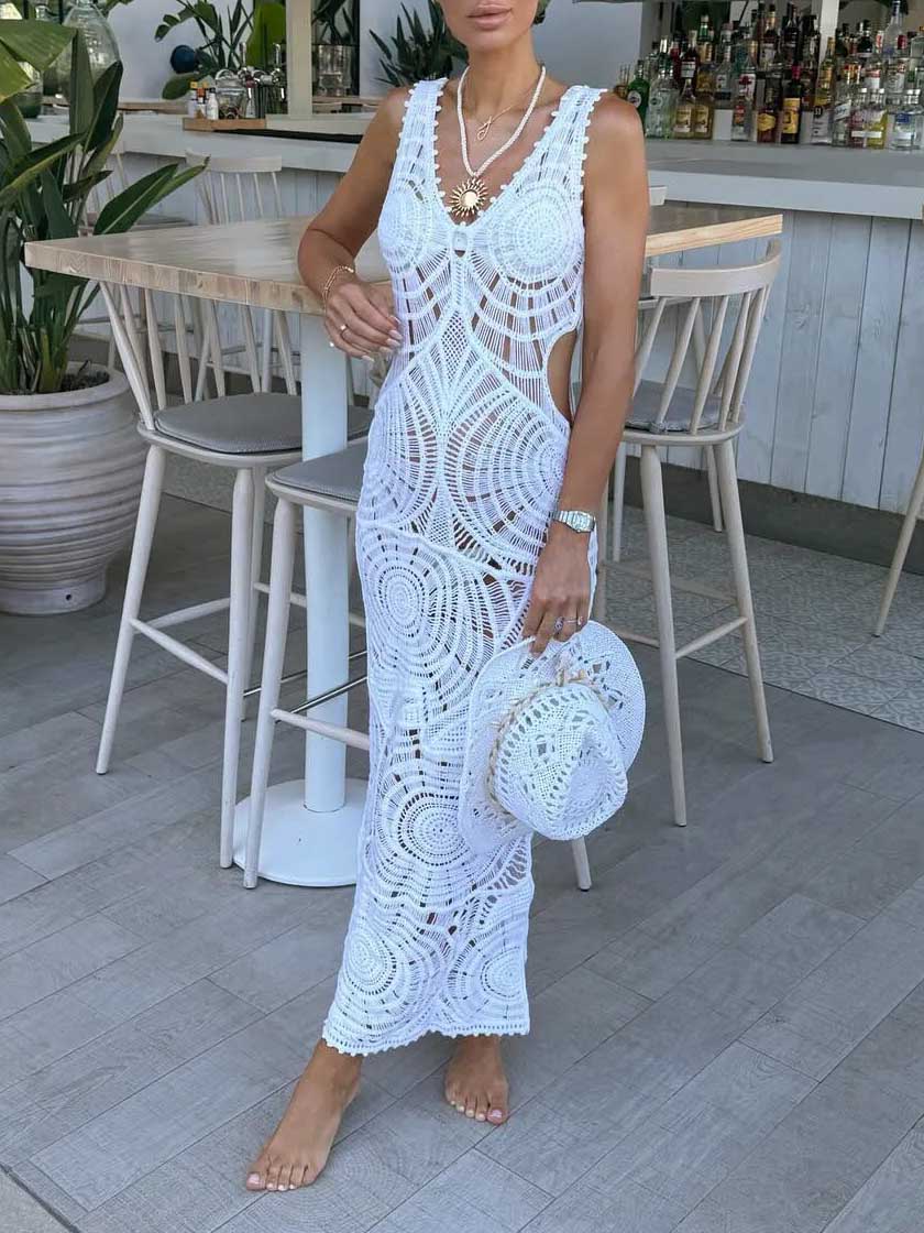 Beach Hollow V-neck Slim Sexy Midi Dress | Women's Classic Midi Dress | Elegant Everyday Dress UK