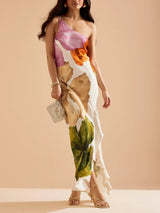 One-Shoulder Maxi Slip Dress | Women's Satin Slip Maxi Dress | Elegant Evening Long Dress UK
