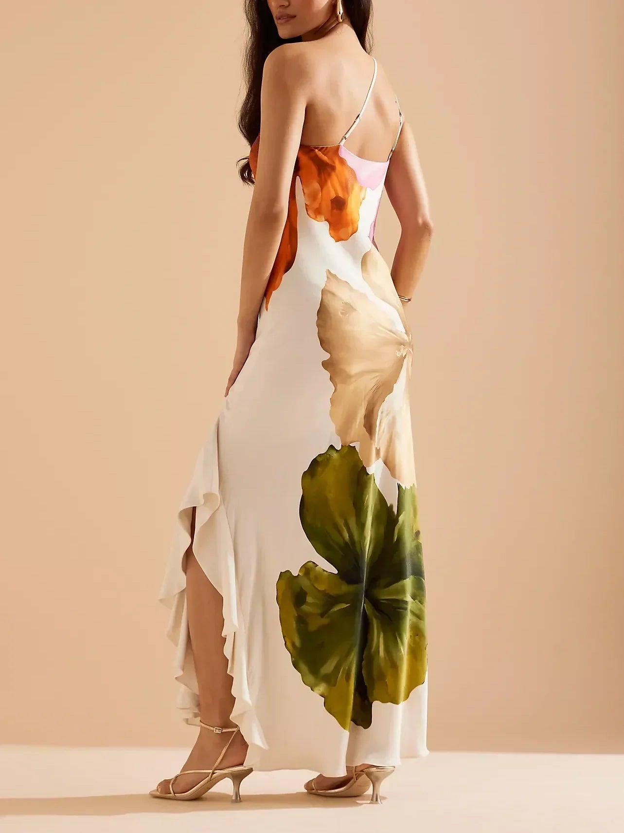 One-Shoulder Maxi Slip Dress | Women's Satin Slip Maxi Dress | Elegant Evening Long Dress UK