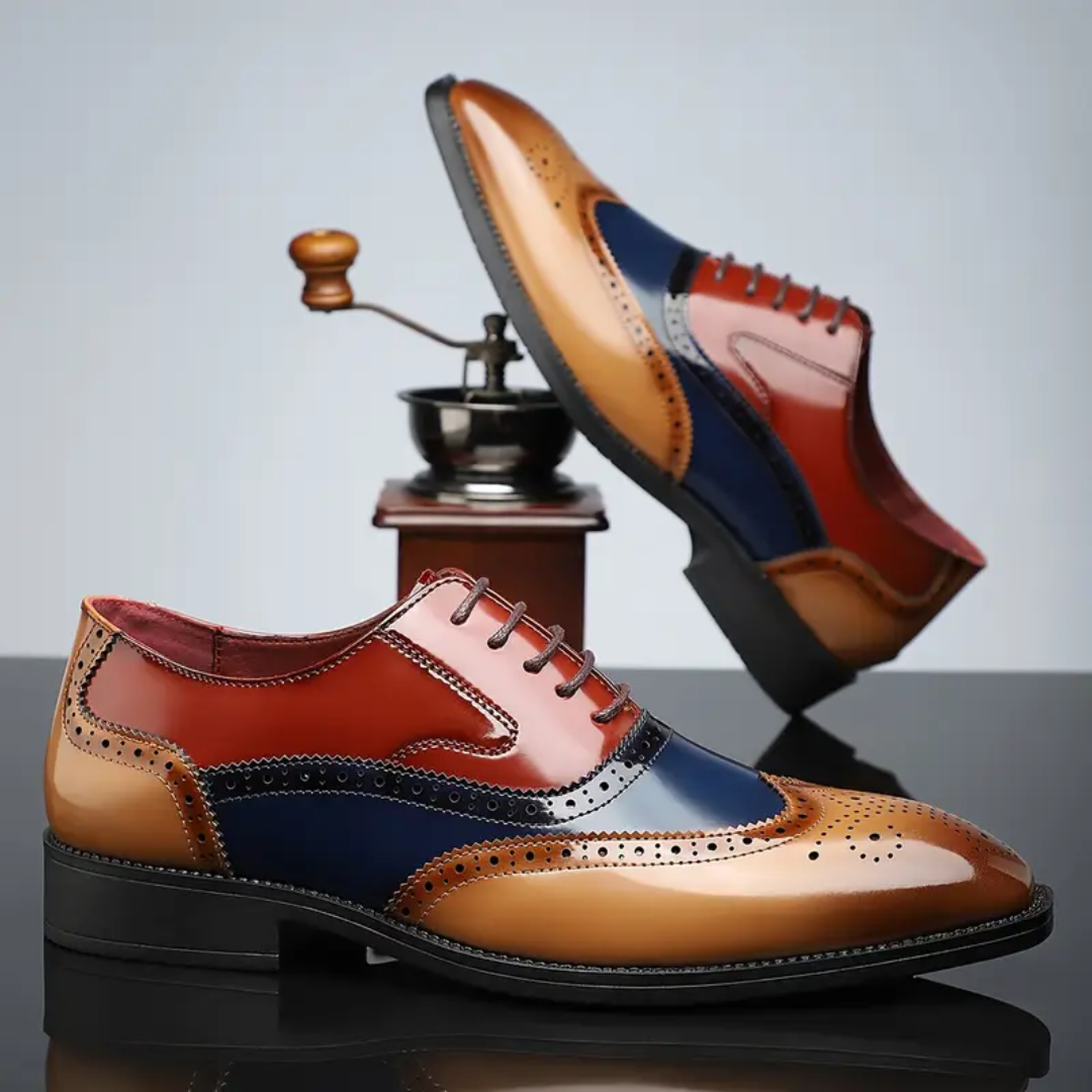 Rhodes Vintage Wingtip Brogues | Men's Leather Brogues | Classic Wingtip Oxford Smart Shoes UK