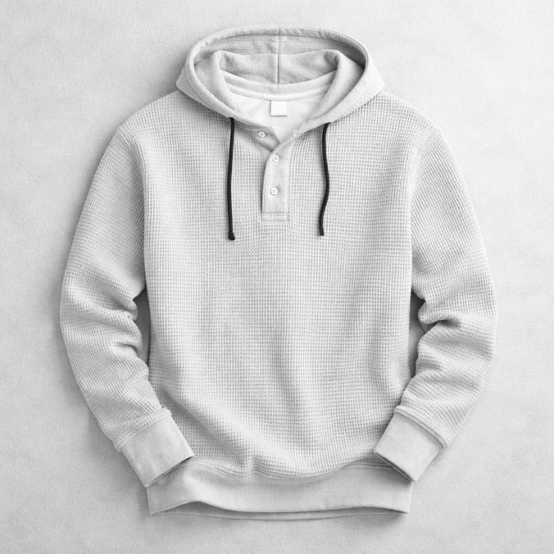 Bromley Waffle Hoodie | Men's Waffle-Knit Hoodie | Textured Pullover Casual Jumper UK
