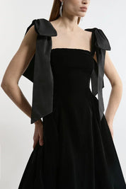 Velvet Strapless Bow Midi Dress | Women's Velvet Strapless Bow Midi Dress | Elegant Party Dress UK