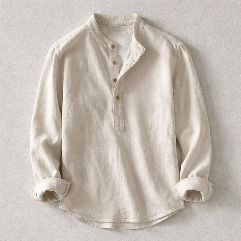 Dexter Henley Shirt | Men's Relaxed Casual Shirt | Smart Button-Down Everyday Top UK