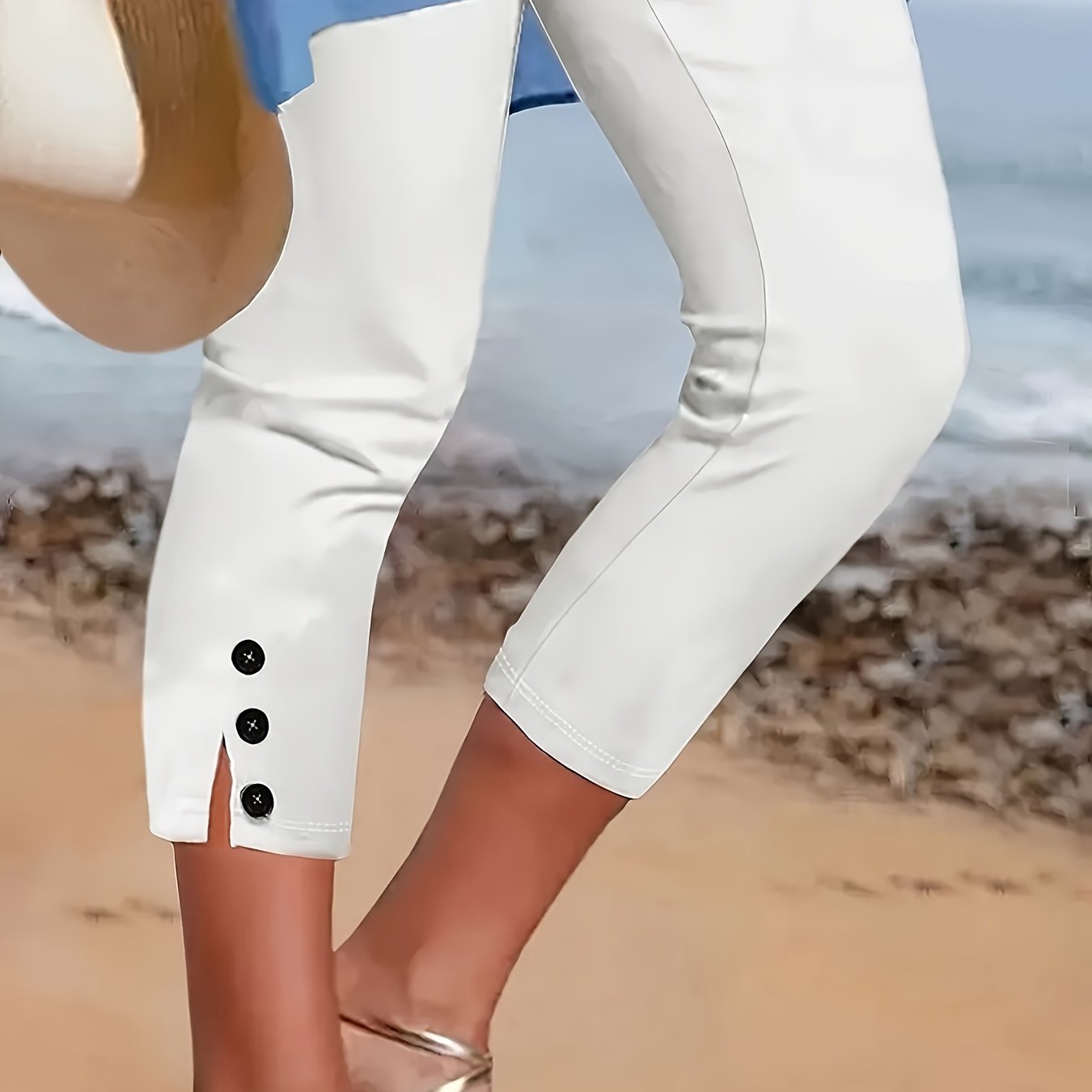 Clara Polished Stretch Capri | Women's Polished Stretch Capri Trousers | Smart Cropped Bottoms UK