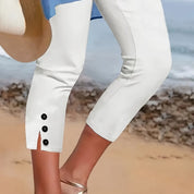 Clara Polished Stretch Capri | Women's Polished Stretch Capri Trousers | Smart Cropped Bottoms UK