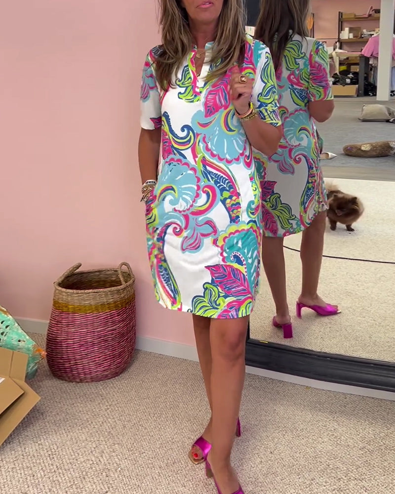 Aria Printed Shift Dress | Women's Fashion Dress | Elegant Casual Everyday Dress UK
