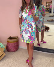 Aria Printed Shift Dress | Women's Fashion Dress | Elegant Casual Everyday Dress UK