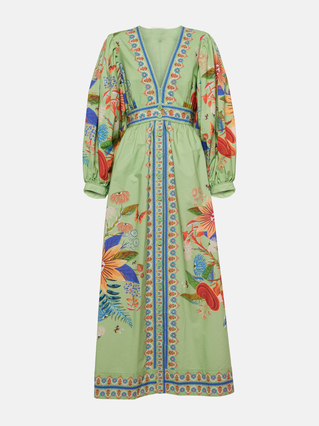 Delicate Floral V-Neck Single Breasted Midi Dress | Women's Floral Print Midi Dress | Feminine Boho Dress UK