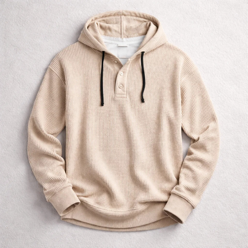 Bromley Waffle Hoodie | Men's Waffle-Knit Hoodie | Textured Pullover Casual Jumper UK