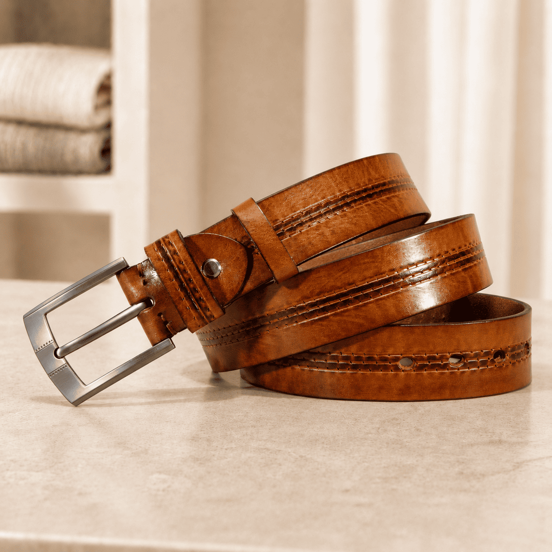 Rowan Full-Grain Leather Belt | Men's Genuine Leather Belt | Classic Smart Casual Belt UK