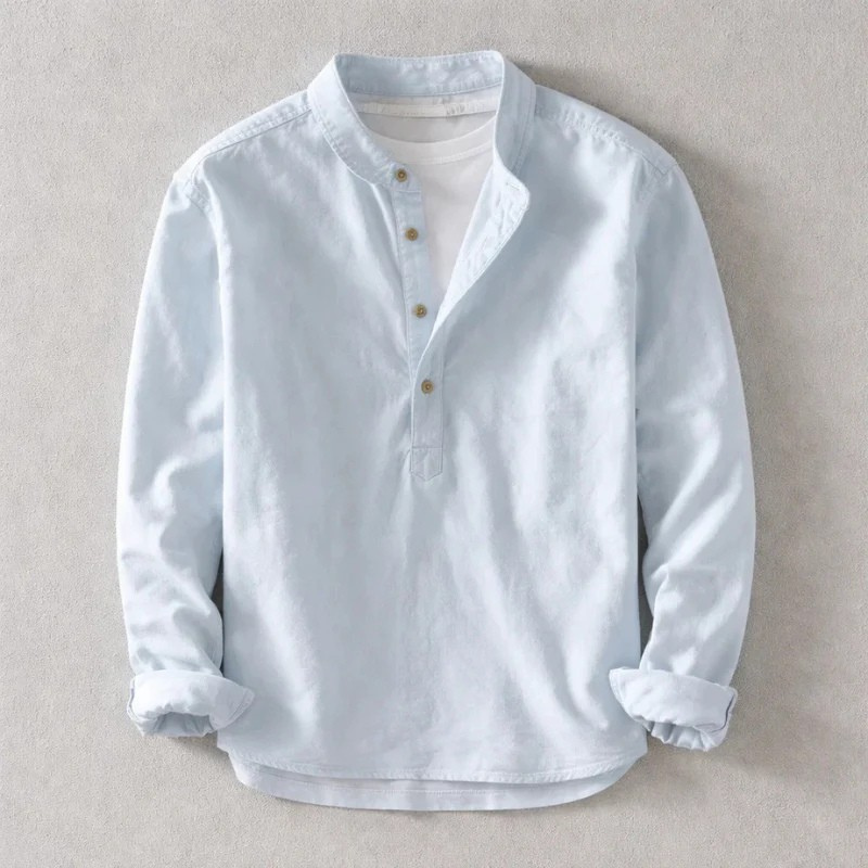Dexter Henley Shirt | Men's Relaxed Casual Shirt | Smart Button-Down Everyday Top UK
