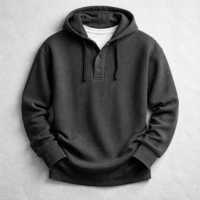 Bromley Waffle Hoodie | Men's Waffle-Knit Hoodie | Textured Pullover Casual Jumper UK