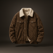 Men's Alderon Sherpa Corduroy Jacket Casual Winter Coat Textured Warm | Premium Outerwear Khaki Brown Black