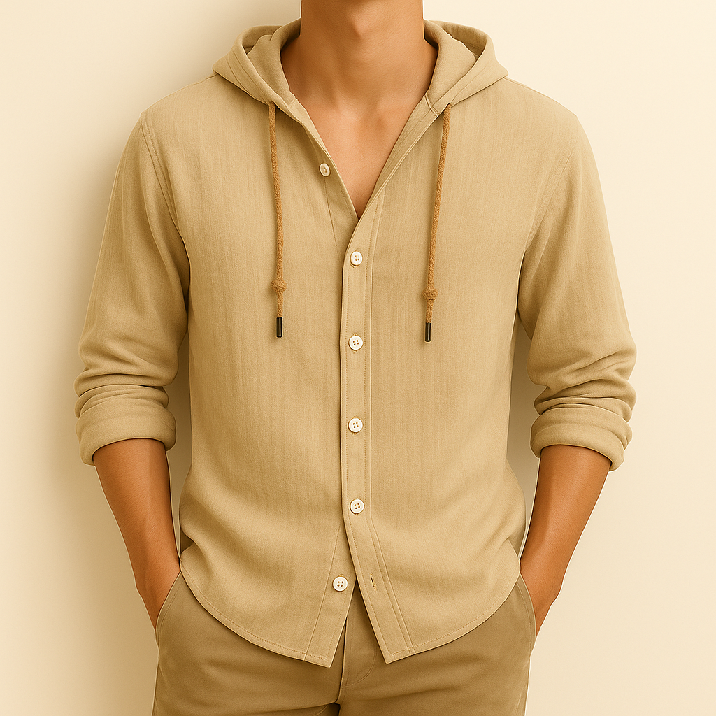 Briggs Hoodie Shirt | Men's Oxford Button-Down Shirt | Smart Casual Formal Top UK
