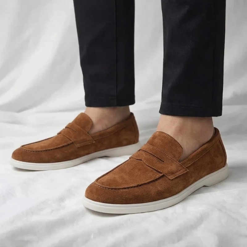 Bancroft Suede Penny Loafers | Men's Suede Loafers | Slip-On Smart Casual Driving Shoes UK