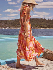 Sleeveless Sea Charm Pleated Stretch Chest Print Cami Dress | Women's Fashion Dress | Elegant Casual Everyday Dress UK
