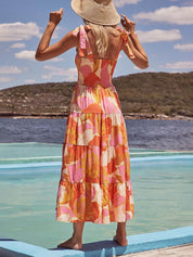 Sleeveless Sea Charm Pleated Stretch Chest Print Cami Dress | Women's Fashion Dress | Elegant Casual Everyday Dress UK