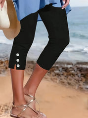 Clara Polished Stretch Capri | Women's Polished Stretch Capri Trousers | Smart Cropped Bottoms UK