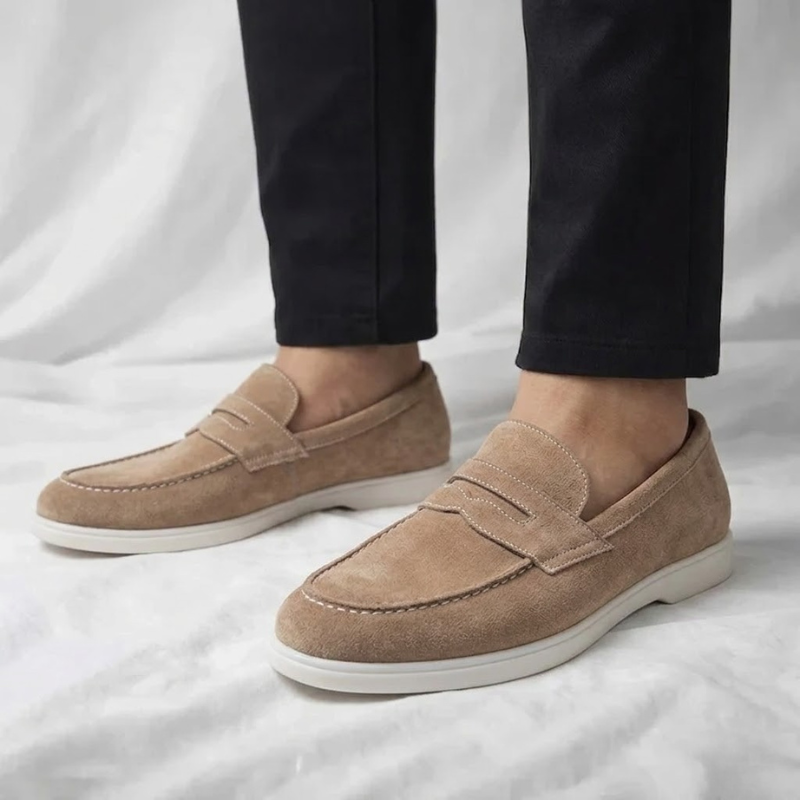 Bancroft Suede Penny Loafers | Men's Suede Loafers | Slip-On Smart Casual Driving Shoes UK