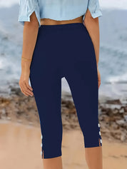 Clara Polished Stretch Capri | Women's Polished Stretch Capri Trousers | Smart Cropped Bottoms UK
