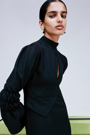 Keith Gathered-Sleeve Maxi Dress | Maxi Dress | Women Dramatic Black