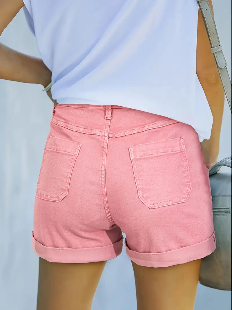 Lila Vintage Denim Stretch Shorts | Women's Vintage Denim Stretch Shorts | Casual Summer Jean Shorts UK