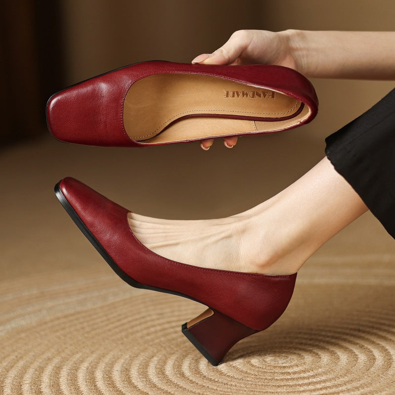 Theo Square-Toe Leather Pumps | Men's Classic Smart Shoes | Genuine Leather Smart Casual UK
