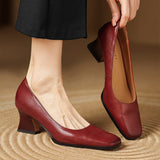 Theo Square-Toe Leather Pumps | Men's Classic Smart Shoes | Genuine Leather Smart Casual UK