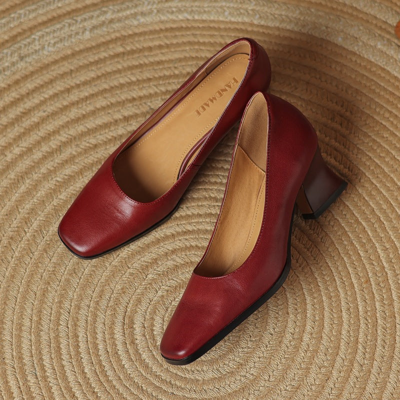 Theo Square-Toe Leather Pumps | Men's Classic Smart Shoes | Genuine Leather Smart Casual UK