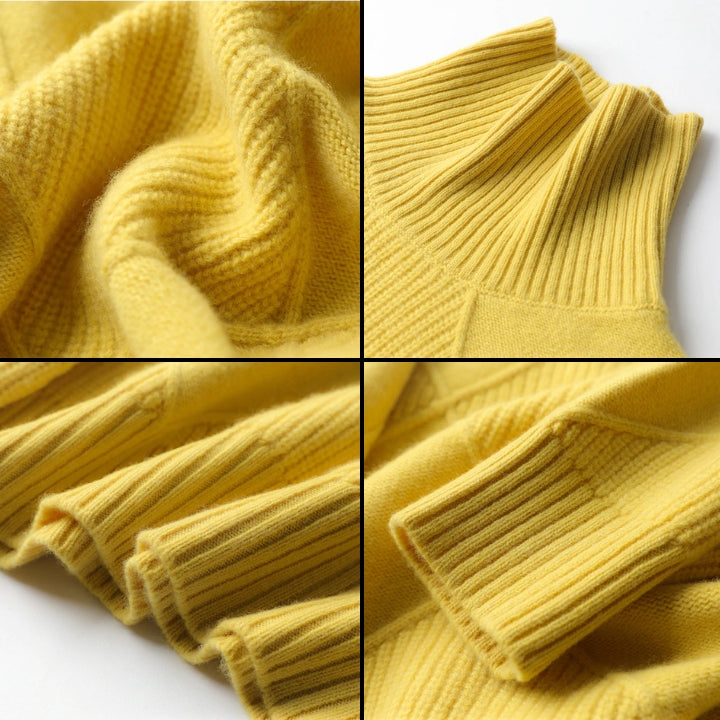 Women's Oversized Diamond-Knit Turtleneck Sweater – Ribbed Dropped-Shoulder Pullover | Winter Knitwear | 5 Colours | S–2XL