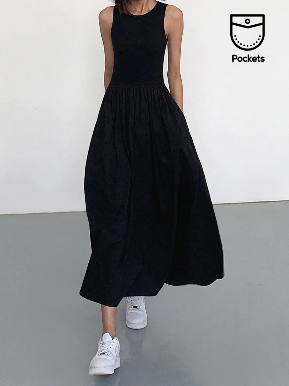 Leisure Crew Neck Long Dress | Women's Casual Long Dress | Relaxed Everyday Fashion Dress UK
