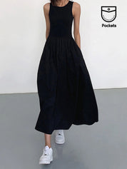 Leisure Crew Neck Long Dress | Women's Casual Long Dress | Relaxed Everyday Fashion Dress UK