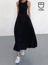 Leisure Crew Neck Long Dress | Women's Casual Long Dress | Relaxed Everyday Fashion Dress UK