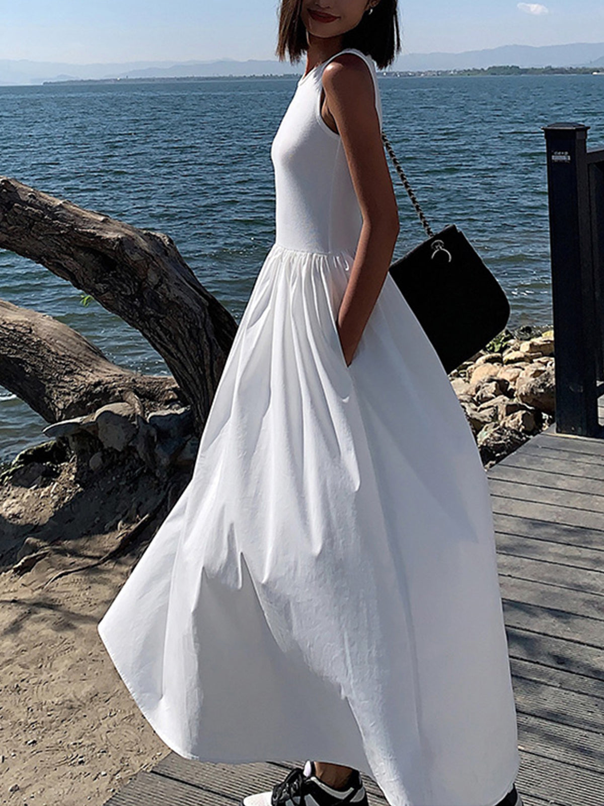 Leisure Crew Neck Long Dress | Women's Casual Long Dress | Relaxed Everyday Fashion Dress UK