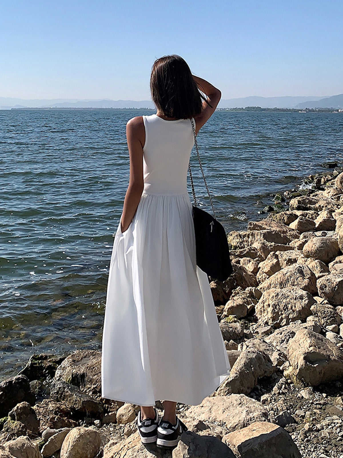 Leisure Crew Neck Long Dress | Women's Casual Long Dress | Relaxed Everyday Fashion Dress UK